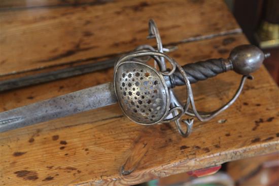 A 17th century swept hilt rapier,